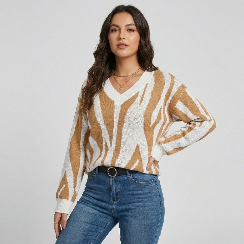 Maglione a maglia con taglio dritto e scollatura a V
