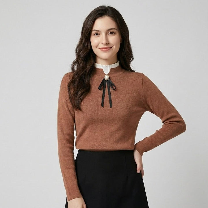 Blusa elegante con fiocco decorativo