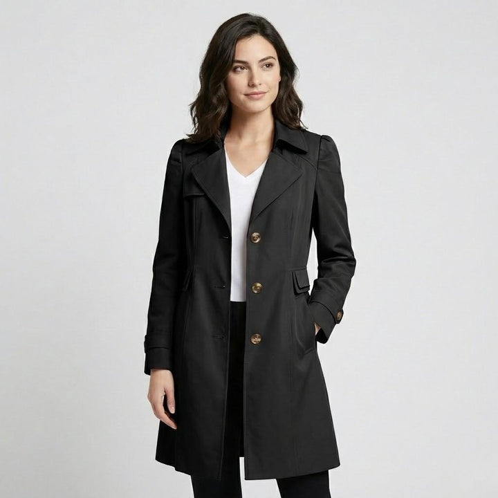 Trench elegante in misto cotone con vestibilità aderente