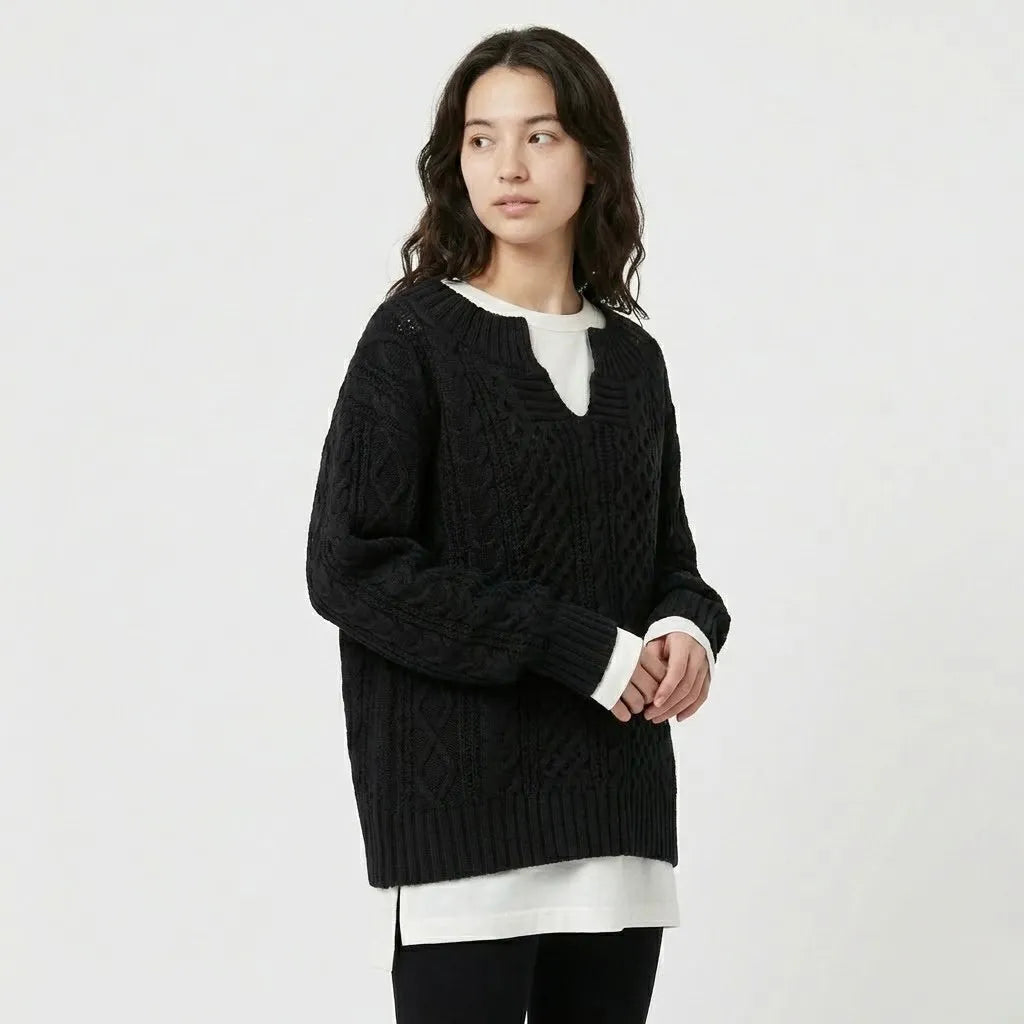 Set oversize in maglia con motivo a treccia