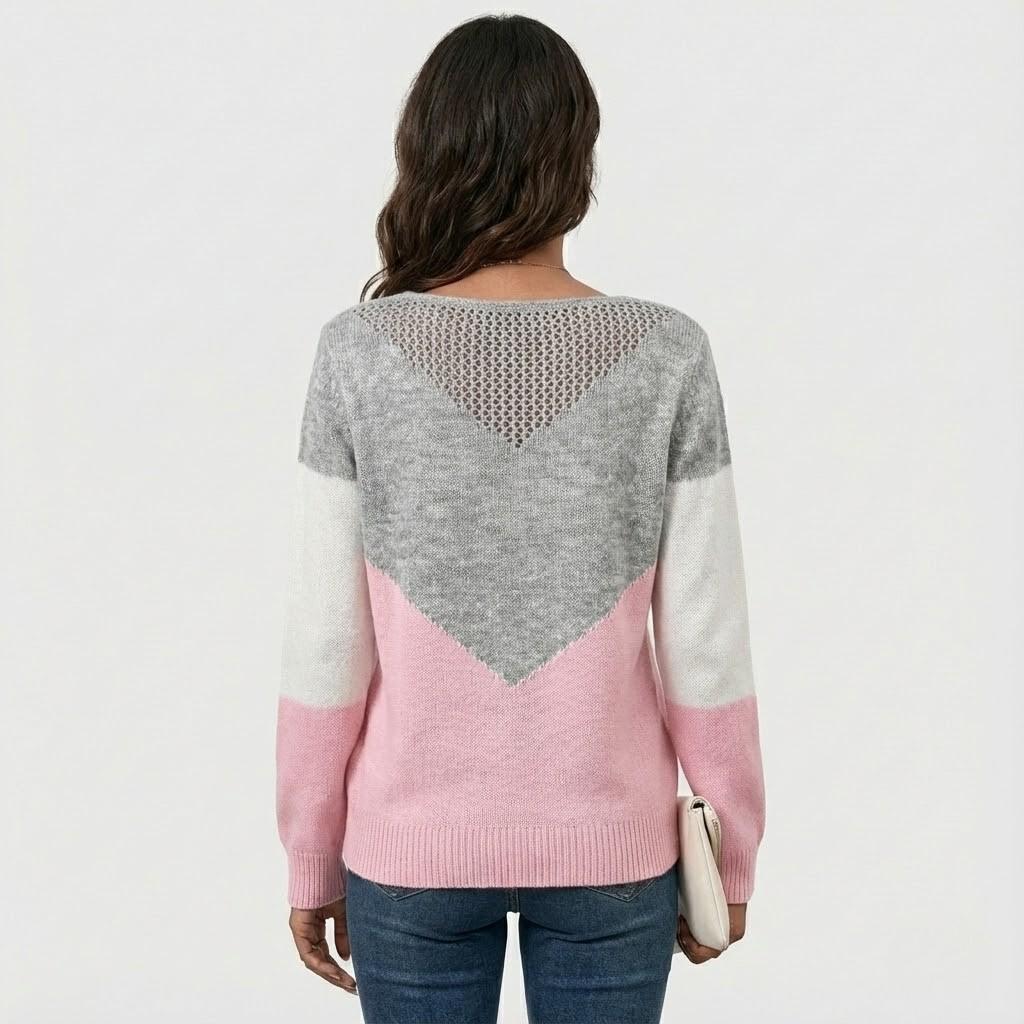 Maglione morbido lavorato a maglia con taglio dritto, scollatura a V e motivo geometrico