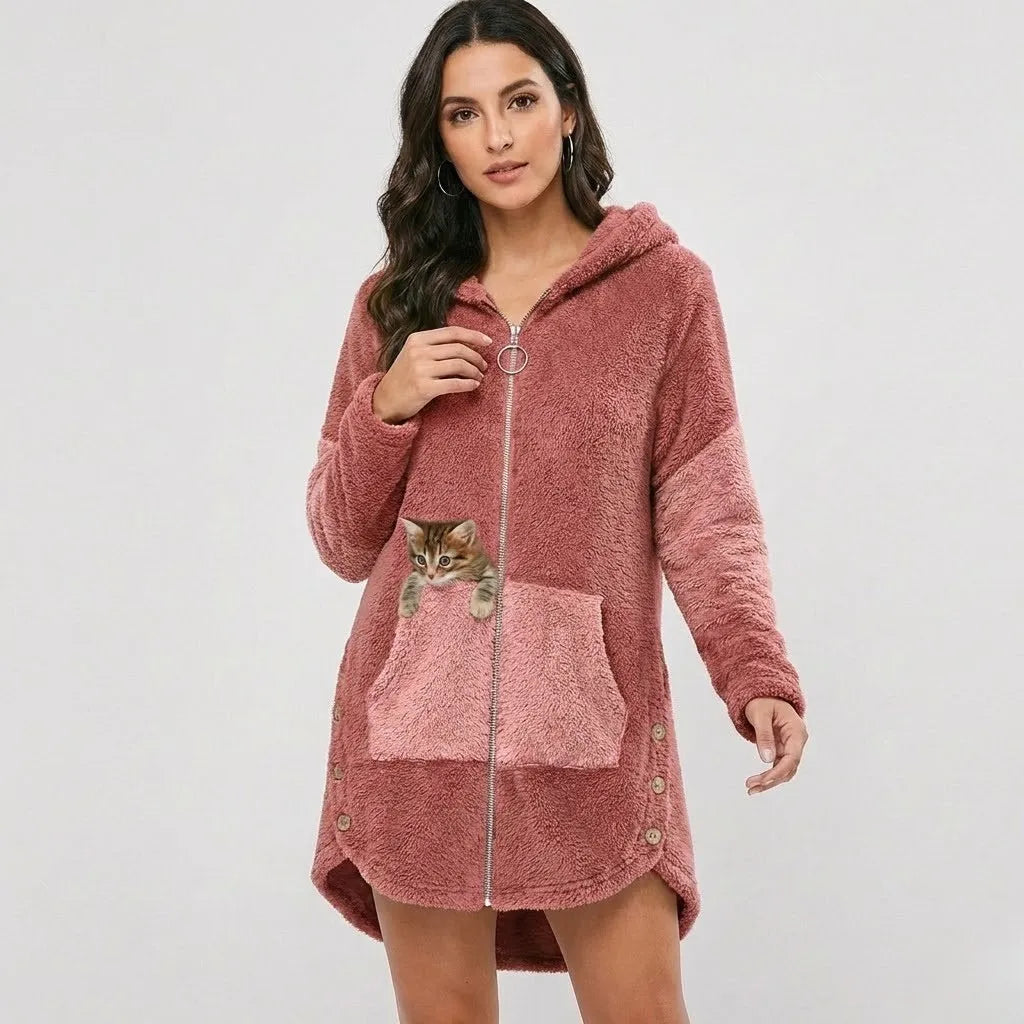Giacca a maglia morbida con cappuccio e vestibilità ampia