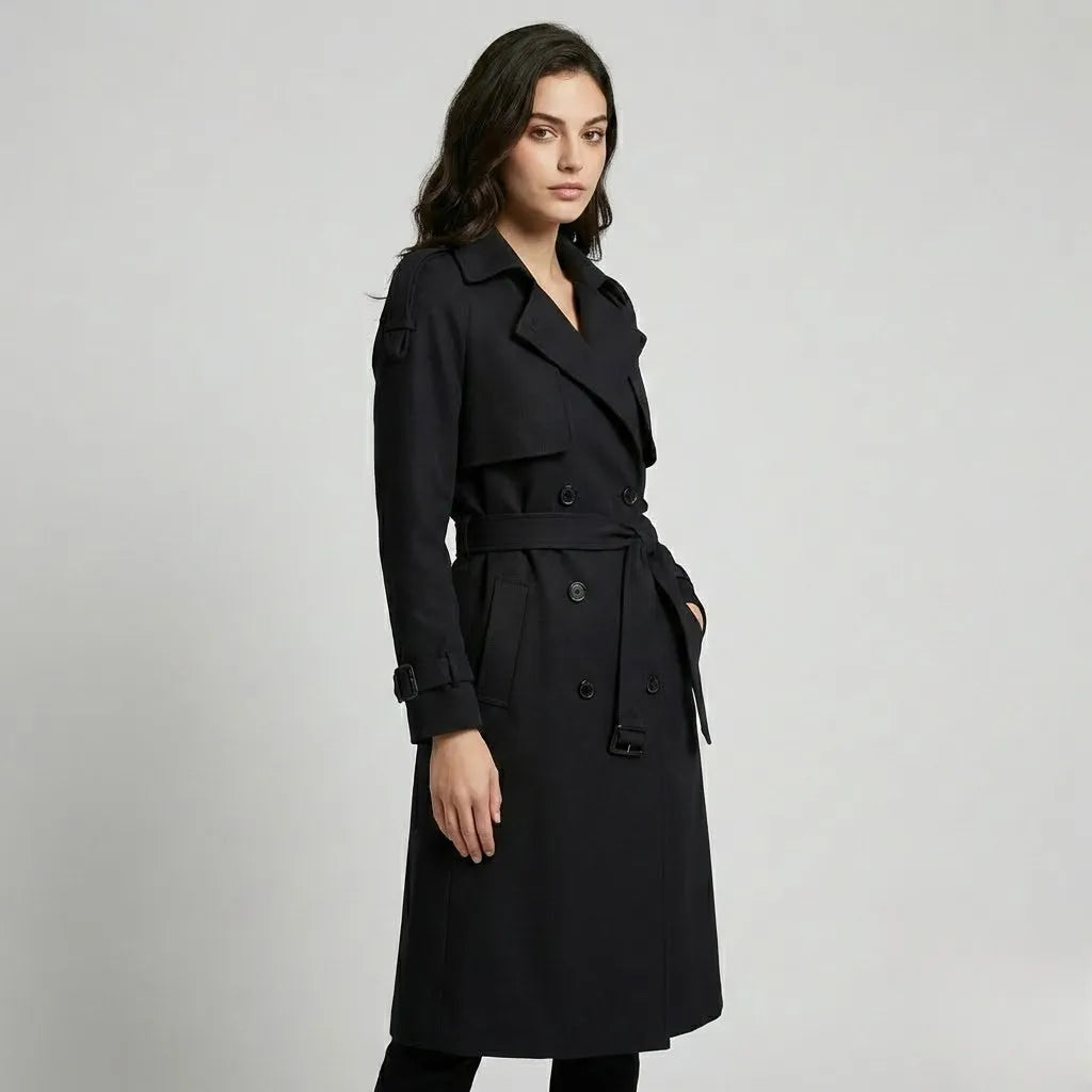 Cappotto lungo strutturato in misto cotone con vestibilità aderente