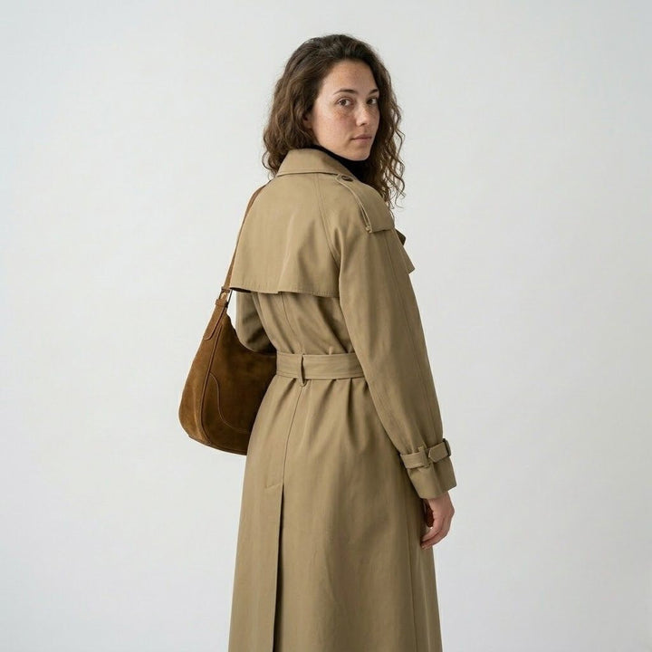 Trench lungo classico con cintura regolabile