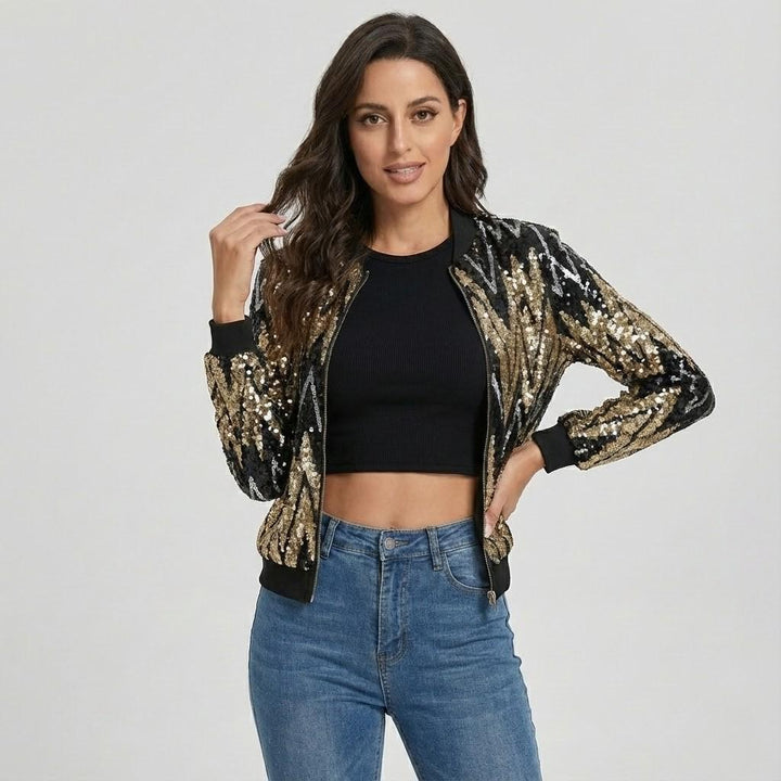 Giacca bomber corta con leggero lucido in elegante stile urbano