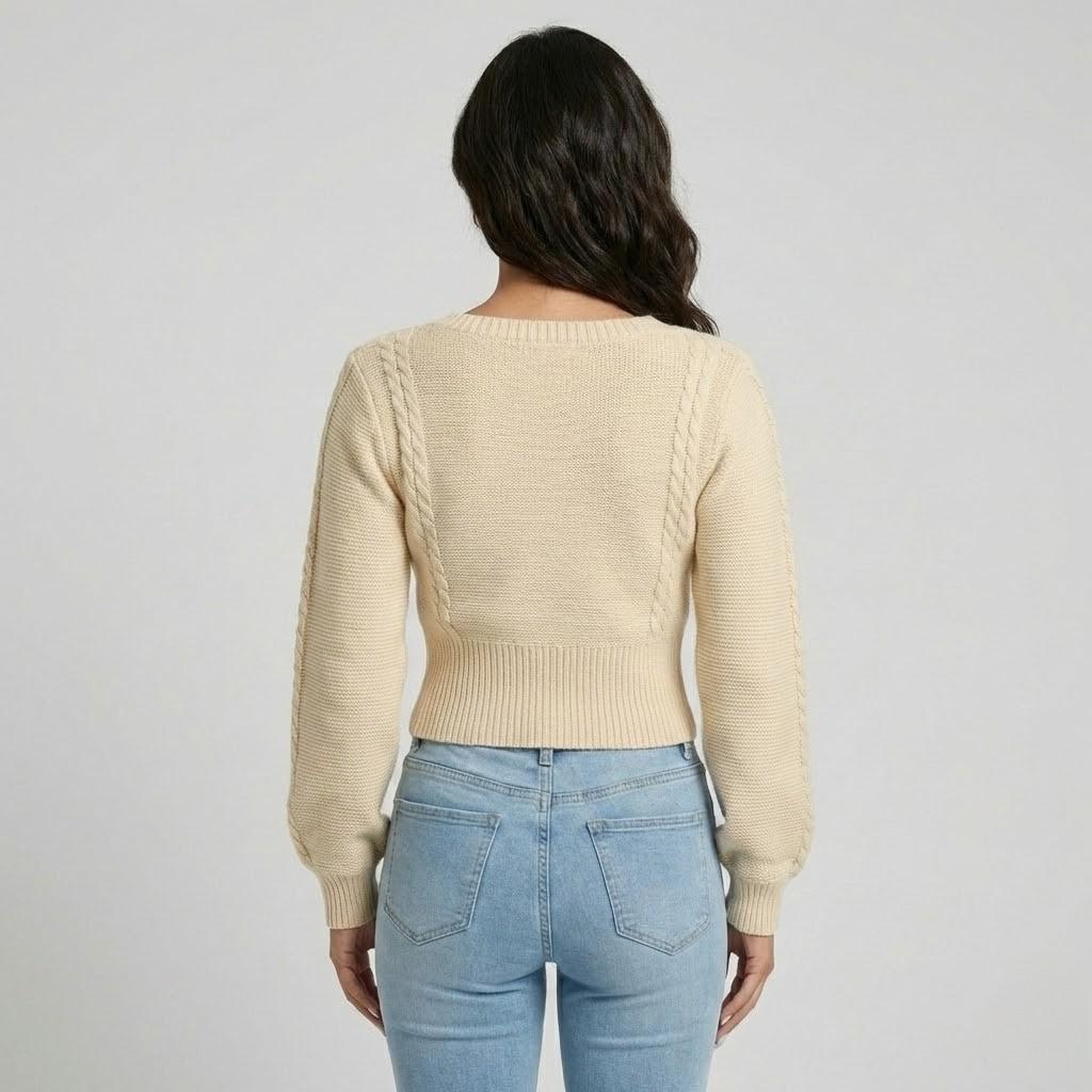 Maglione lavorato a maglia con taglio aderente e motivo a treccia
