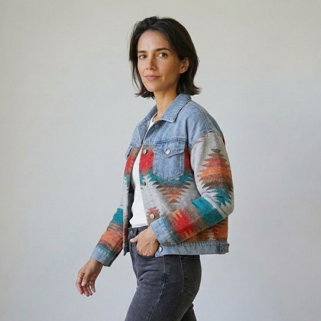 Giacca corta con motivo geometrico per un look casual