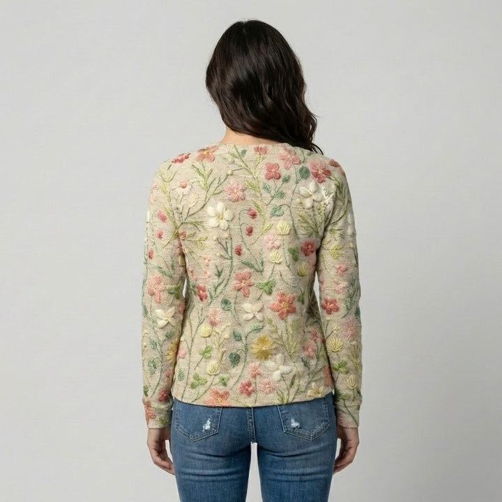 Maglione in misto cotone con ricamo decorativo