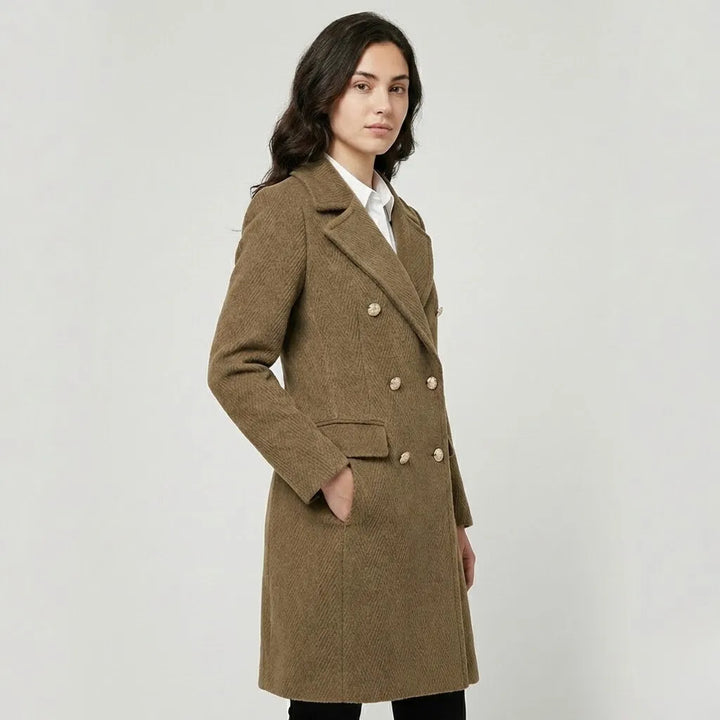 Cappotto lungo strutturato in misto lana con taglio dritto