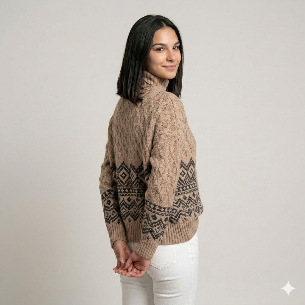 Maglione testurizzato in misto acrilico e lana con collo alto