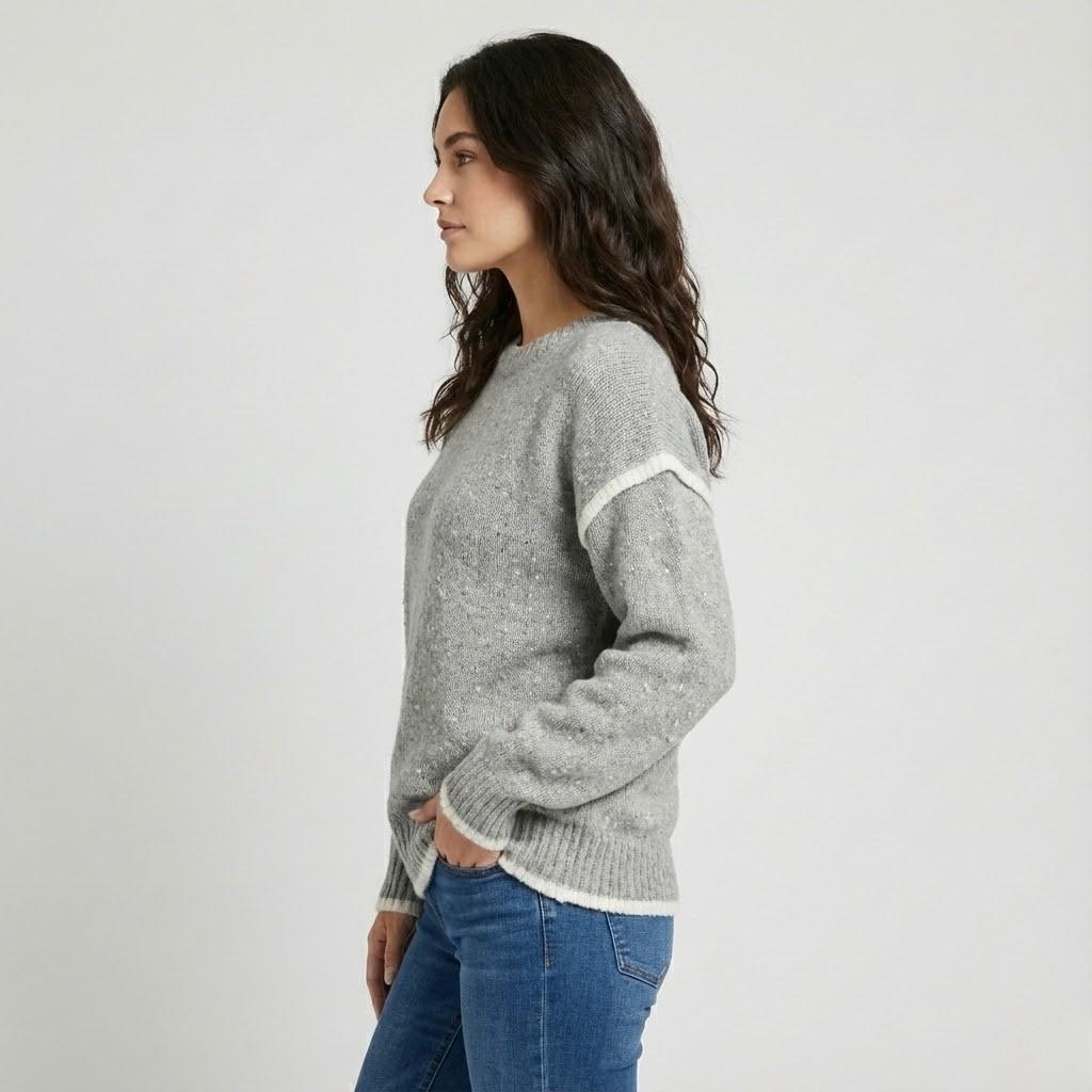 Maglione morbido a maglia con scollo rotondo in grigio