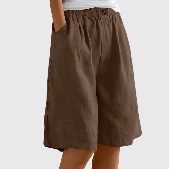 Pantaloni corti larghi fino al ginocchio con cintura elastica e tasche