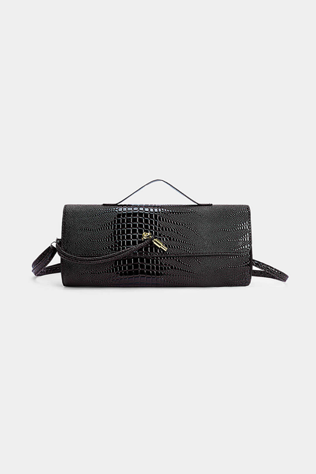 Borsa in similpelle con effetto coccodrillo