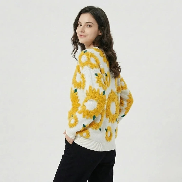 Maglione lavorato a maglia con taglio ampio e motivo floreale