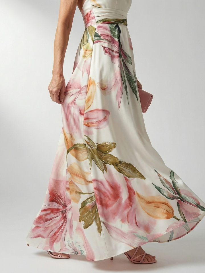 Dagmar | Abito maxi a fiori con scollatura halter