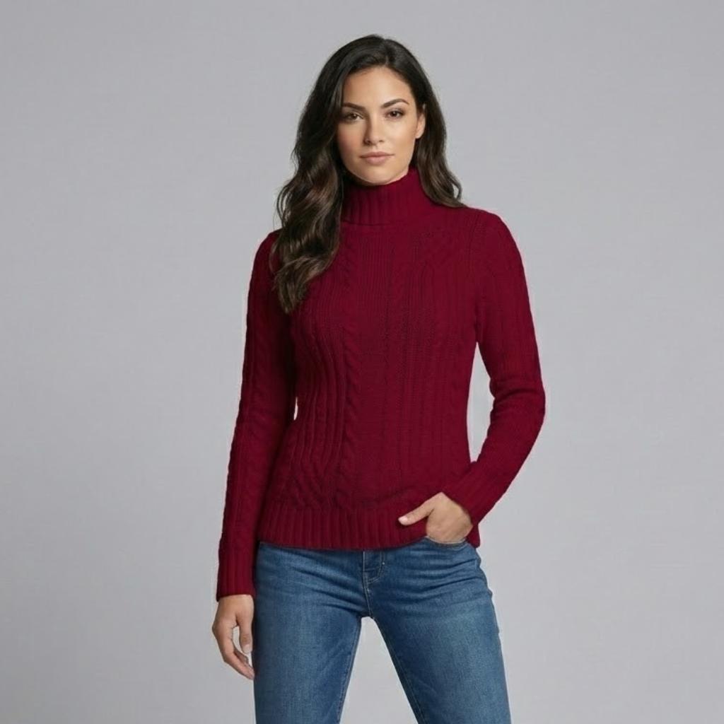 Maglione aderente a maglia con motivo a trecce