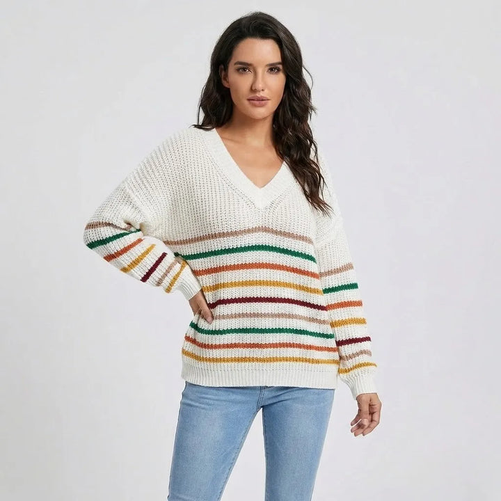Maglione a maglia morbido con sottili righe in stile casual elegante