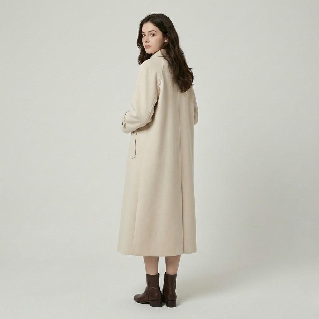 Cappotto lungo in misto lana con taglio dritto in stile urbano