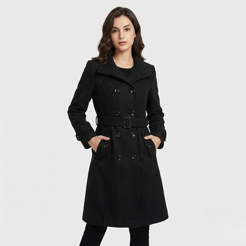 Cappotto elegante in misto lana con taglio aderente in stile urbano