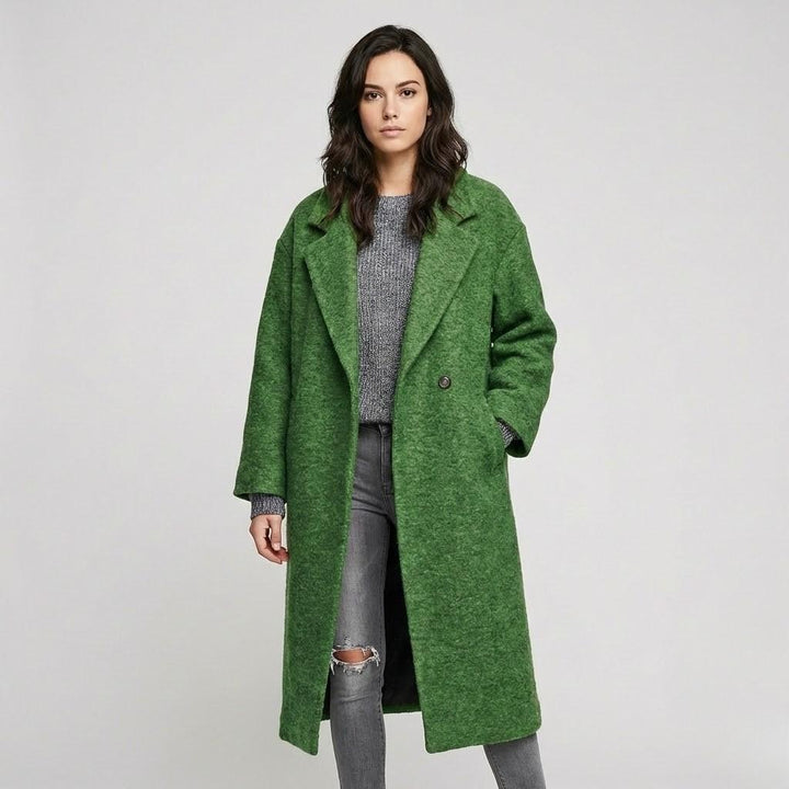 Cappotto lungo in lana dritto con un motivo tartan evidente