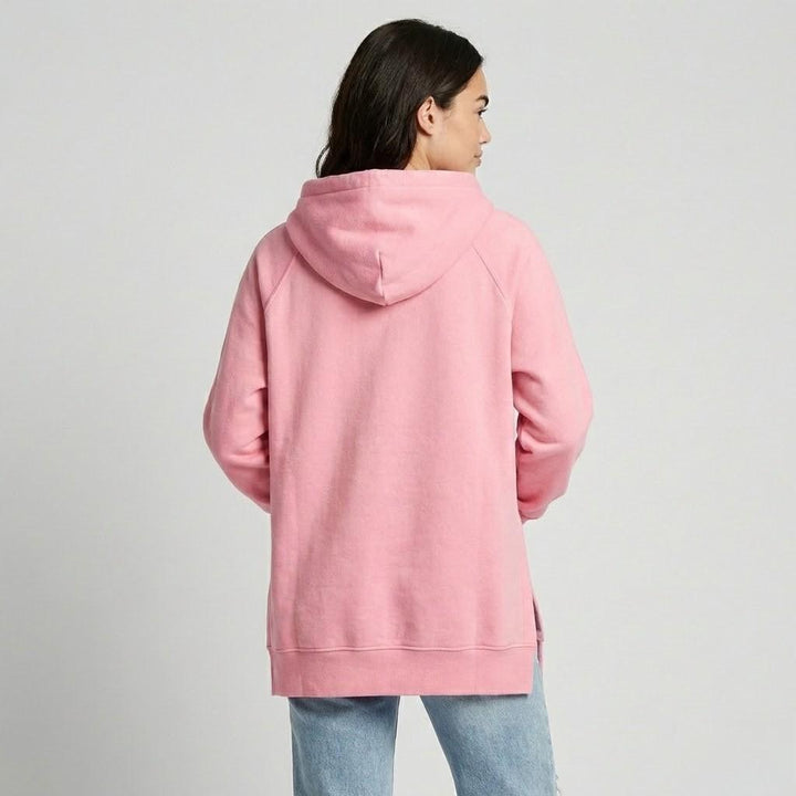 Felpa lunga oversize con cappuccio e spacchi laterali