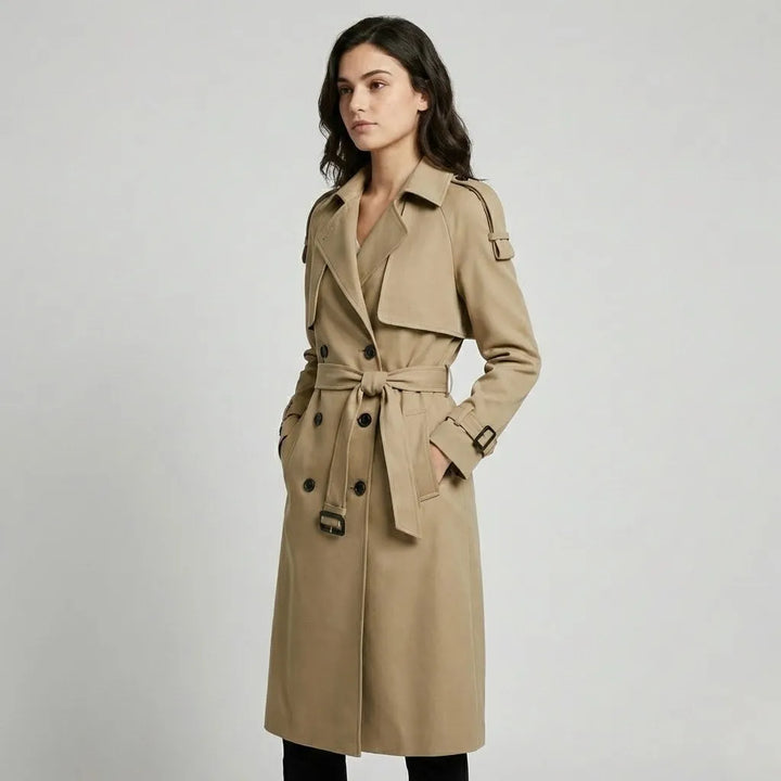 Cappotto lungo strutturato in misto cotone con vestibilità aderente