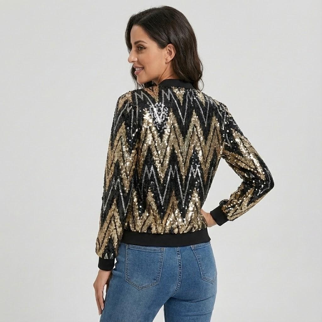 Giacca bomber corta con leggero lucido in elegante stile urbano