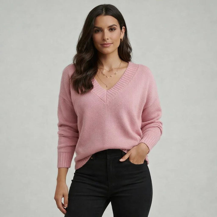 Maglione morbido a maglia con taglio ampio e scollatura a V