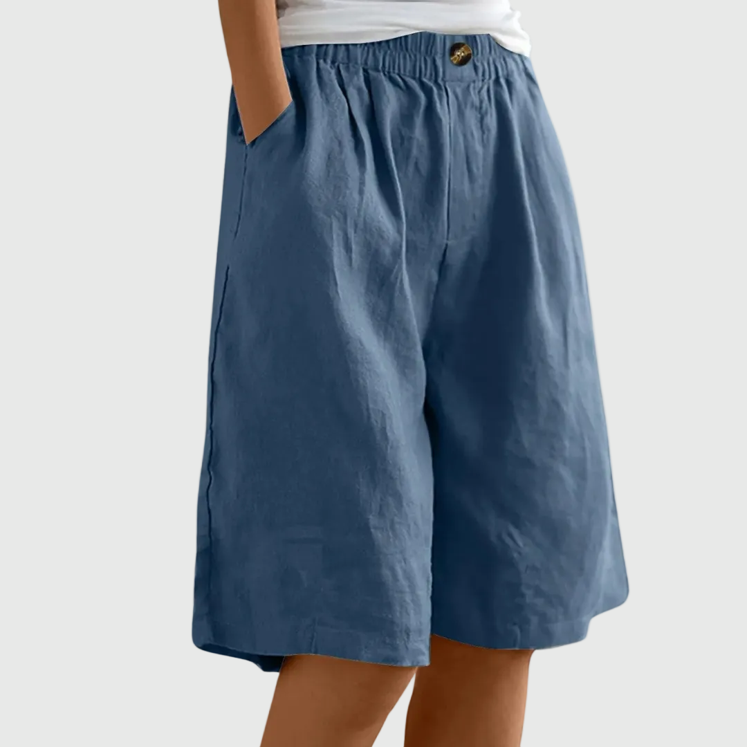 Pantaloni corti larghi fino al ginocchio con cintura elastica e tasche