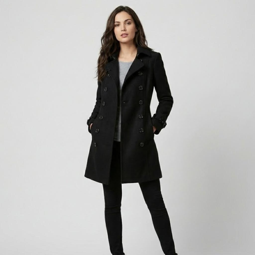 Cappotto strutturato in misto lana con taglio aderente in stile urbano