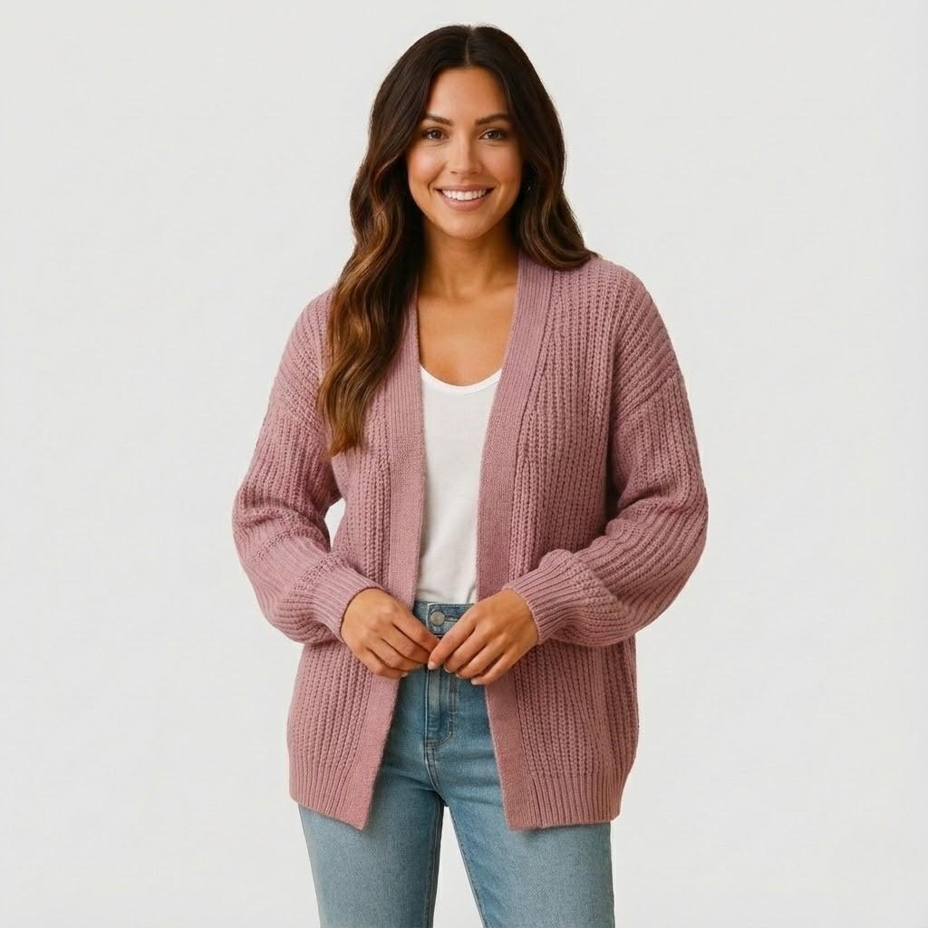 Cardigan lavorato a maglia morbido con vestibilità ampia