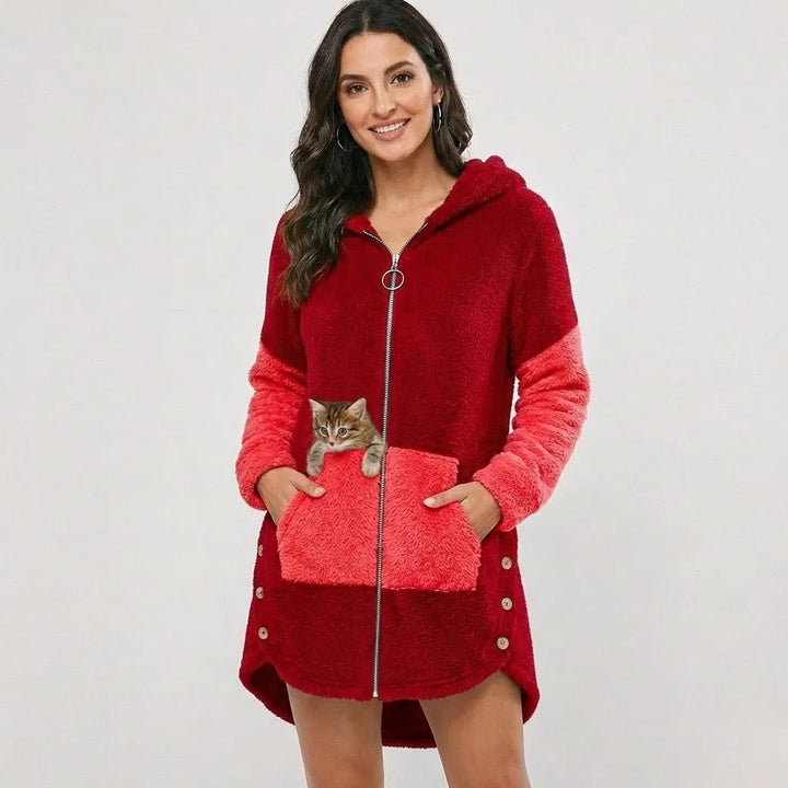Giacca a maglia morbida con cappuccio e vestibilità ampia