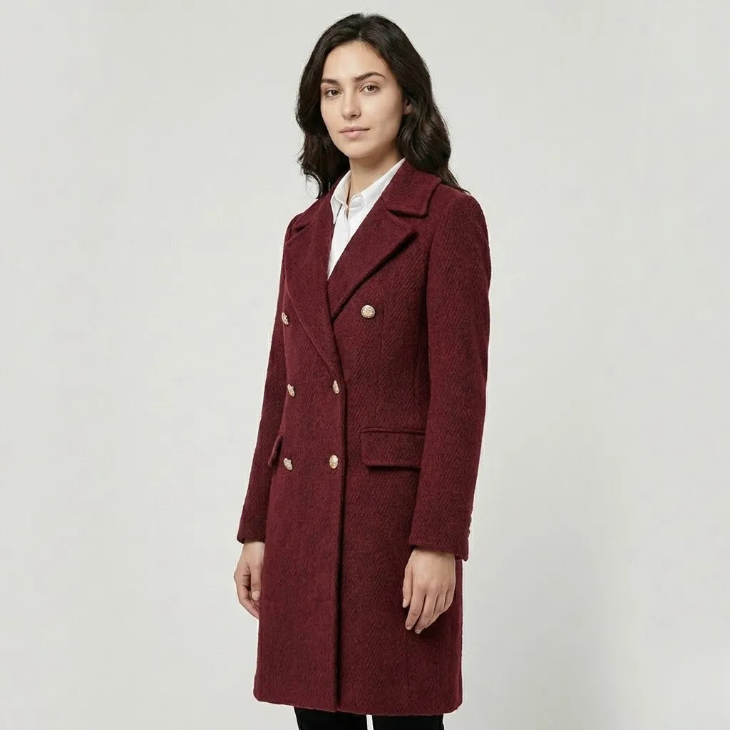 Cappotto lungo strutturato in misto lana con taglio dritto