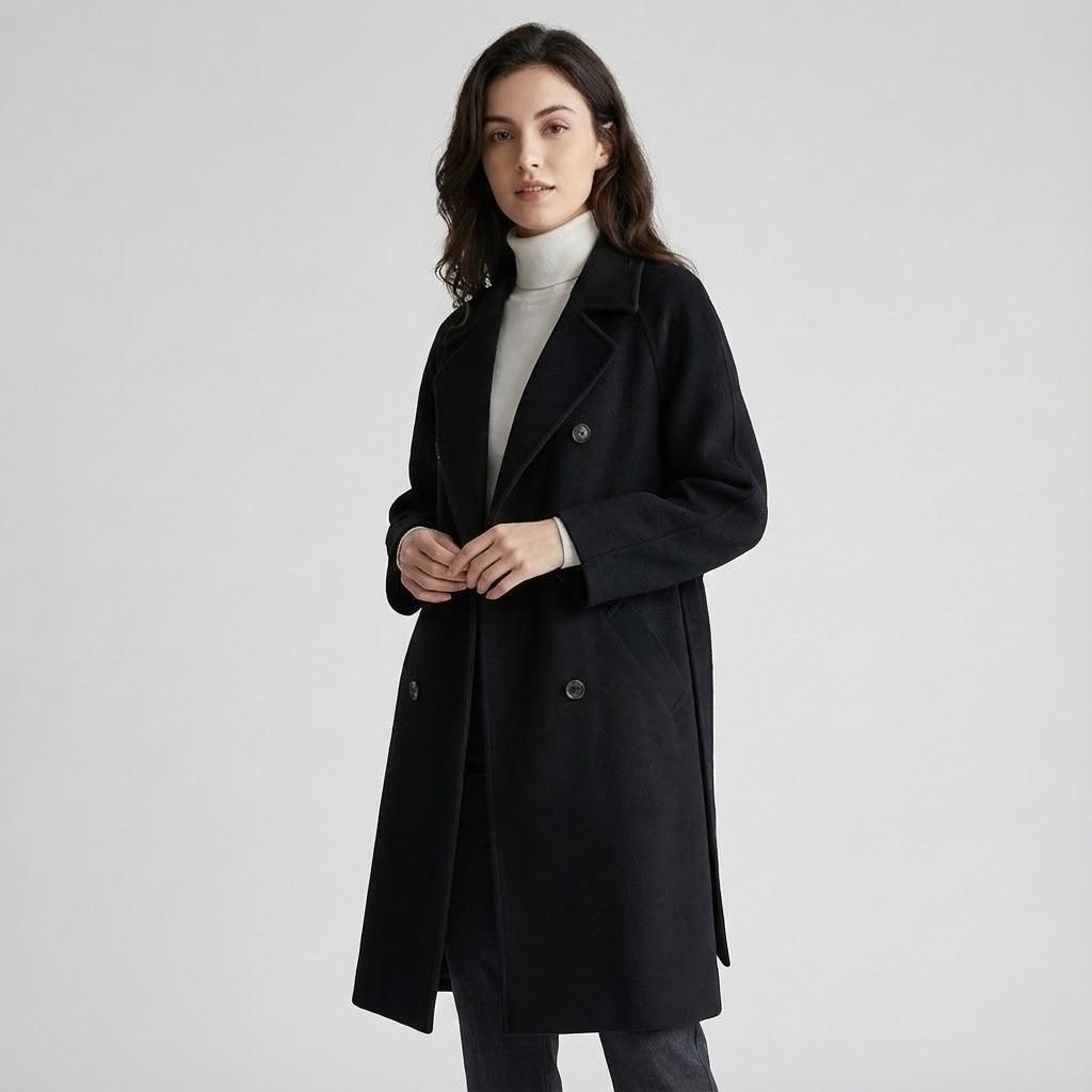 Cappotto lungo strutturato in misto lana con taglio morbido