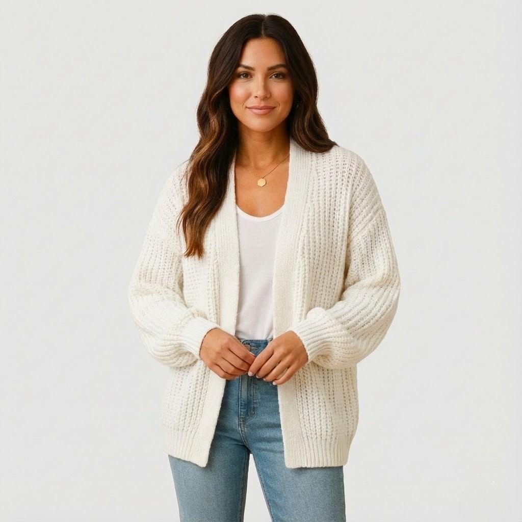 Cardigan lavorato a maglia morbido con vestibilità ampia