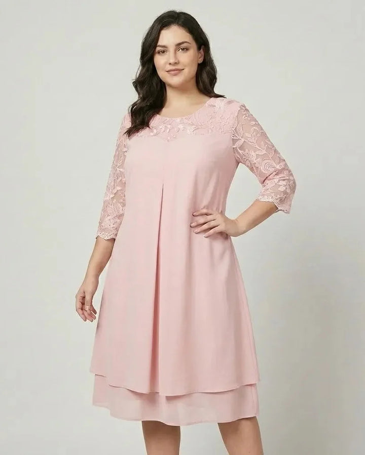 Ľubomila | Abito midi elegante con maniche decorate