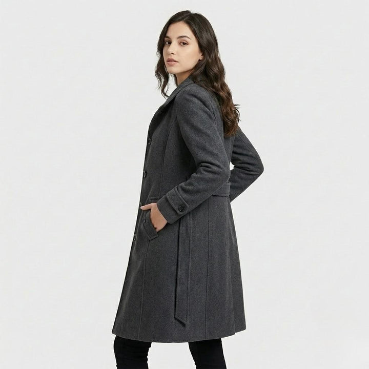 Cappotto elegante in misto lana con taglio aderente in stile urbano