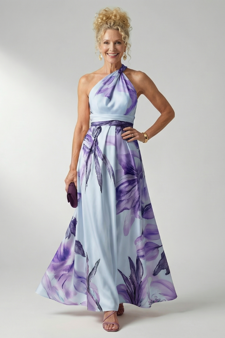 Dagmar | Abito maxi a fiori con scollatura halter