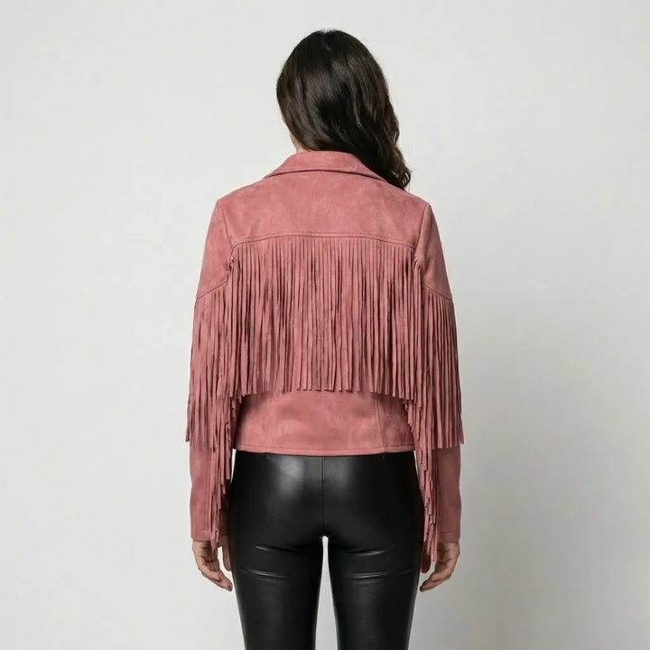 Giacca corta strutturata con aspetto scamosciato e frange in stile boho