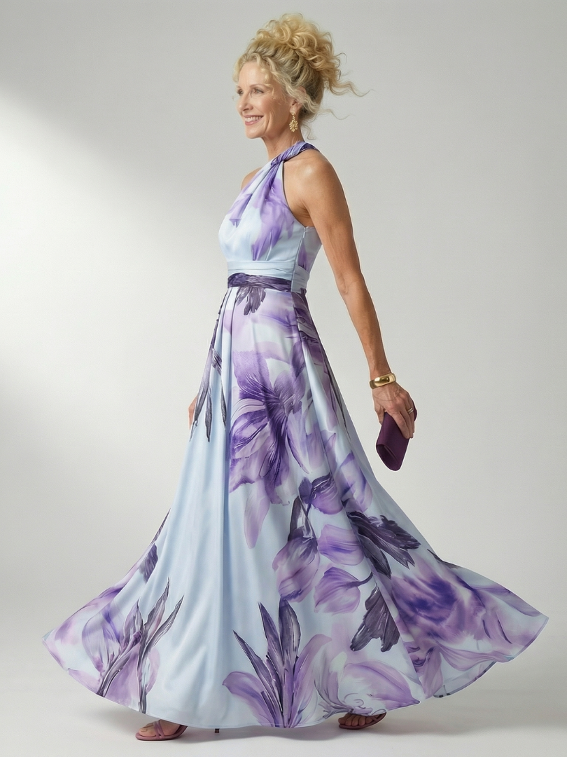 Dagmar | Abito maxi a fiori con scollatura halter