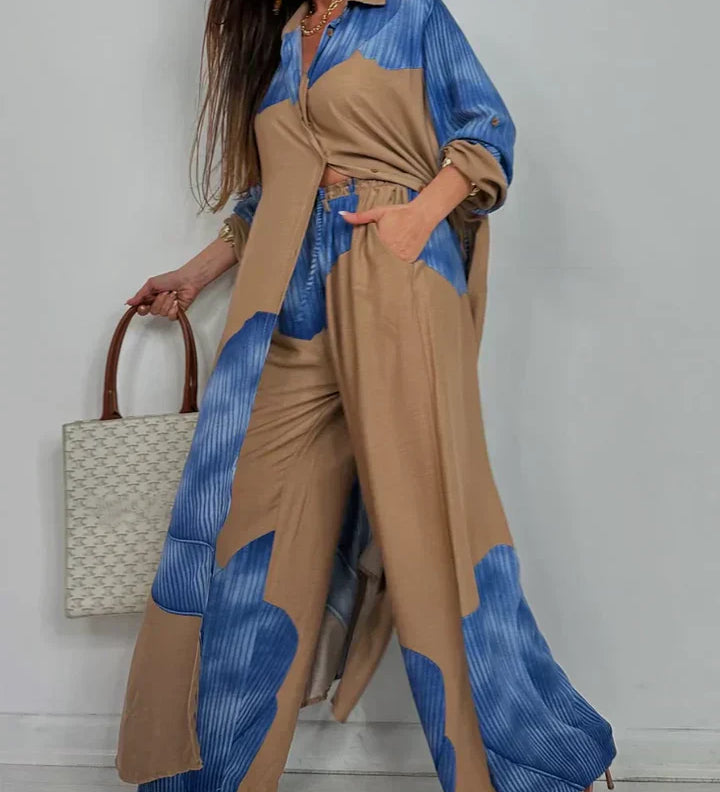 Ileana – Chic letný komplet s patchworkovým vzorom