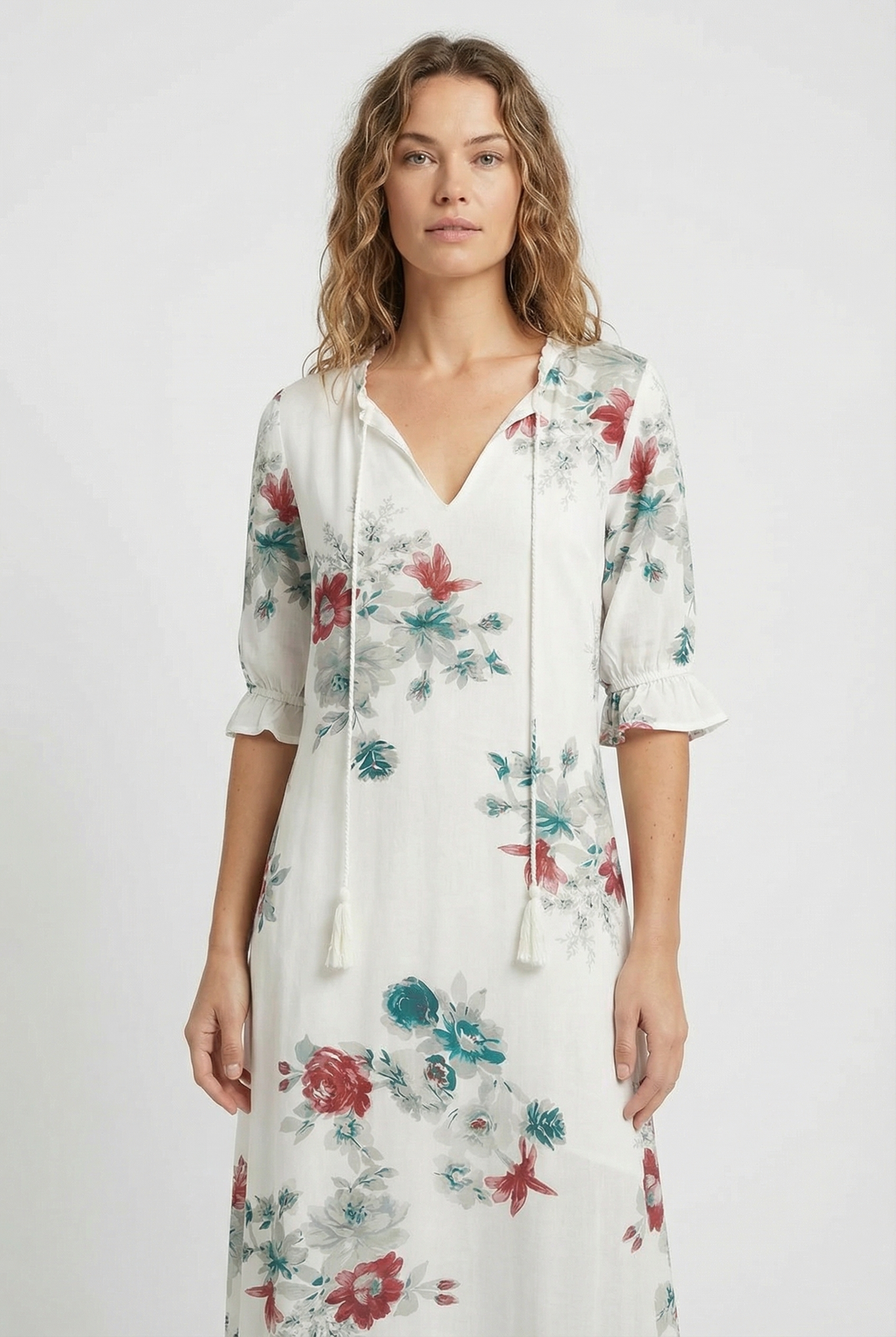 Denisa | Abito maxi floreale con scollatura a V
