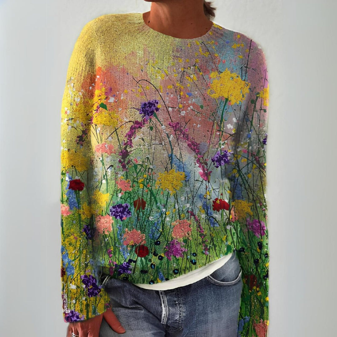 Maglione multicolore con motivo retrò e aspetto artigianale