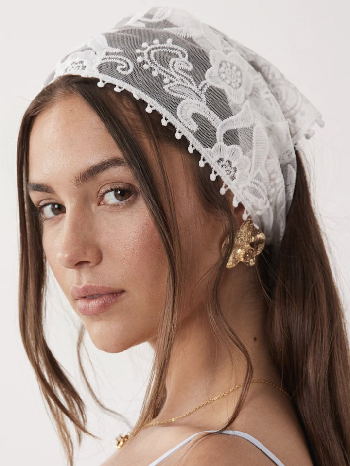 Foulard triangolare per capelli con dettaglio floreale