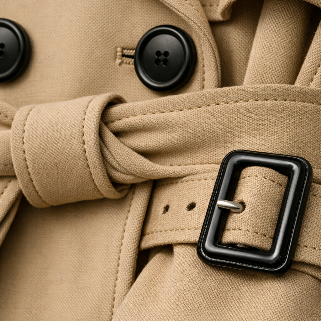 Trench con cintura e bottoni