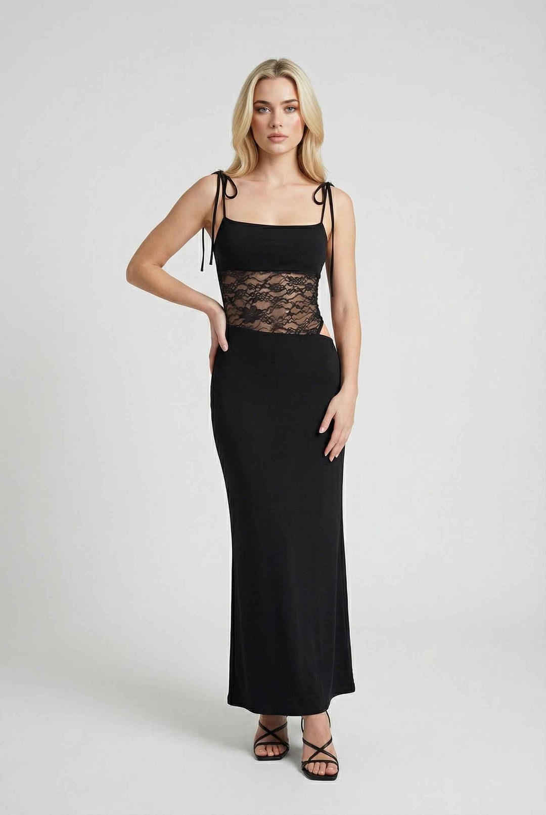 Soňa | Abito maxi romantico nero