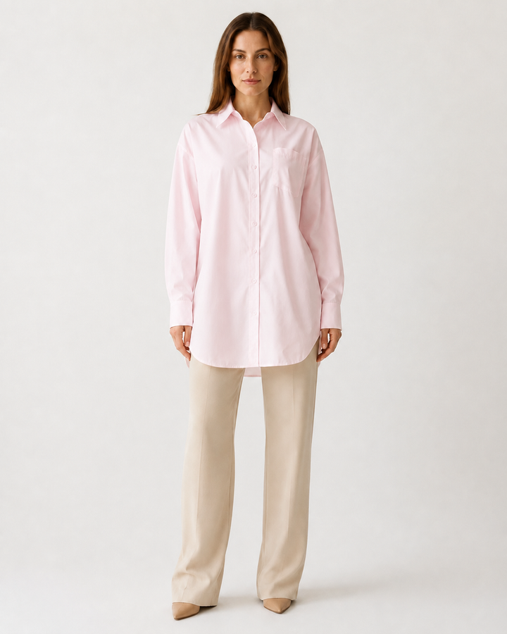 Camicia oversize lunga con colletto classico
