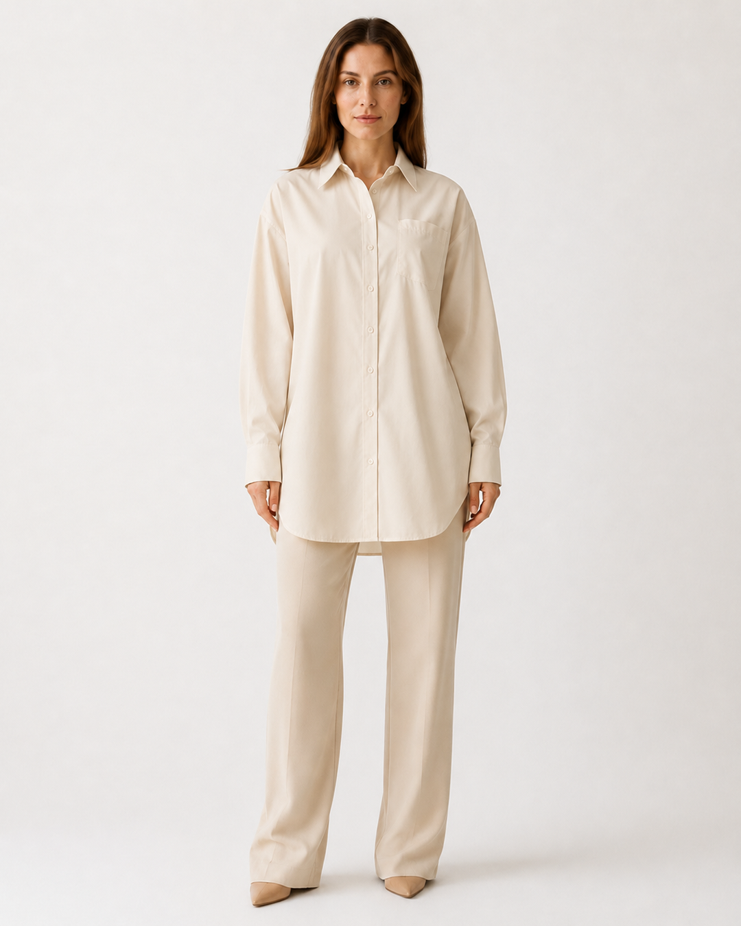 Camicia oversize lunga con colletto classico