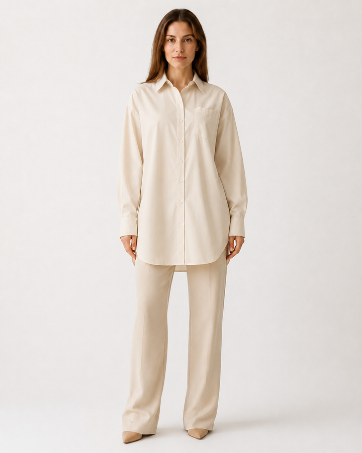 Camicia oversize lunga con colletto classico