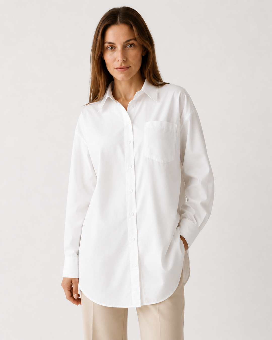 Camicia oversize lunga con colletto classico